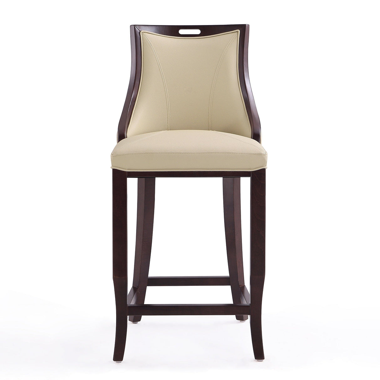 Emperor Bar Stool in Cream and Walnut (set of 3) by Manhattan Comfort at Eve Furniture