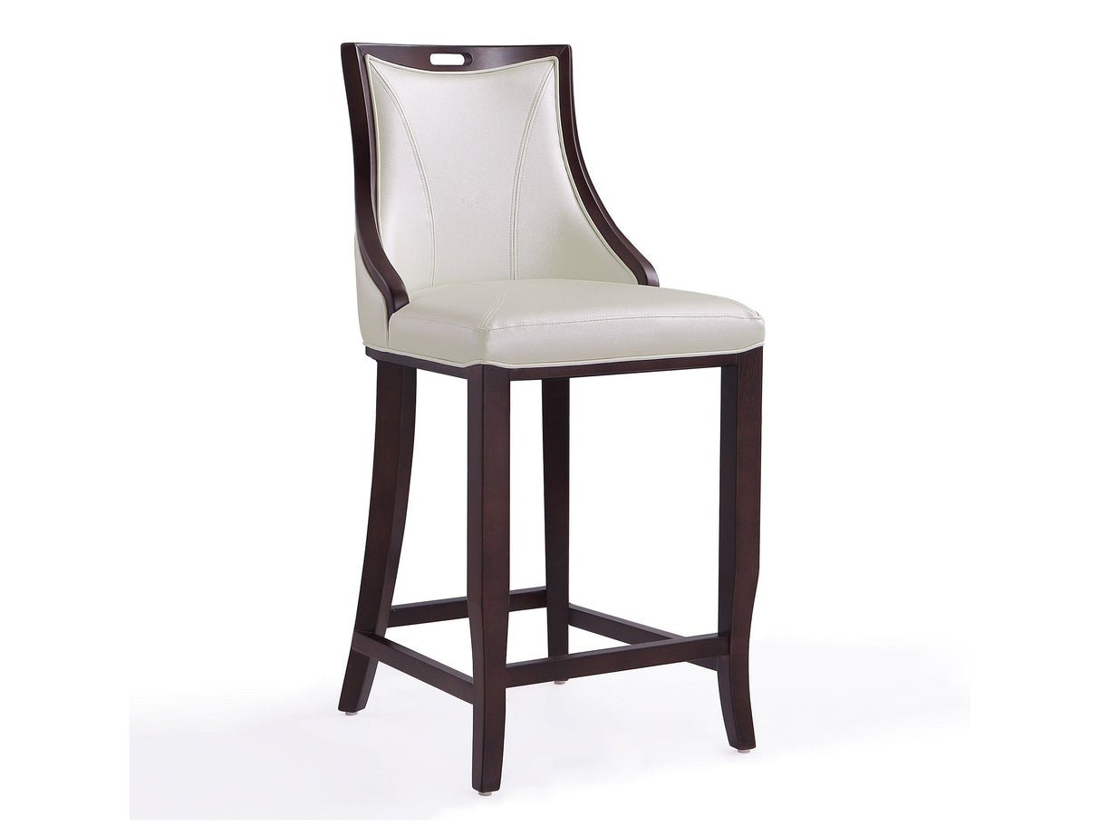 Emperor Bar Stool in Pearl White and Walnut by Manhattan Comfort at Eve Furniture