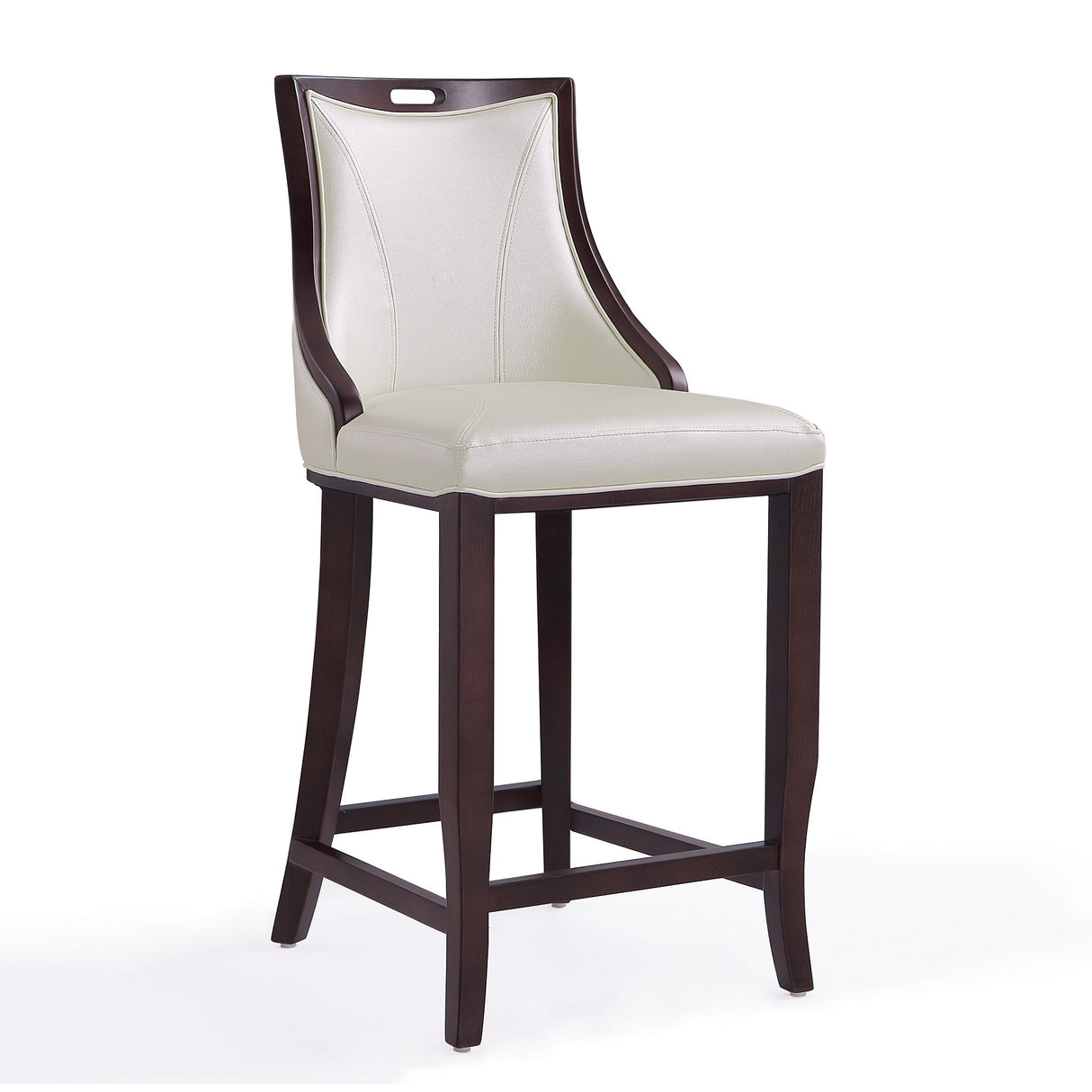 Emperor Bar Stool in Pearl White and Walnut (Set of 3) by Manhattan Comfort at Eve Furniture