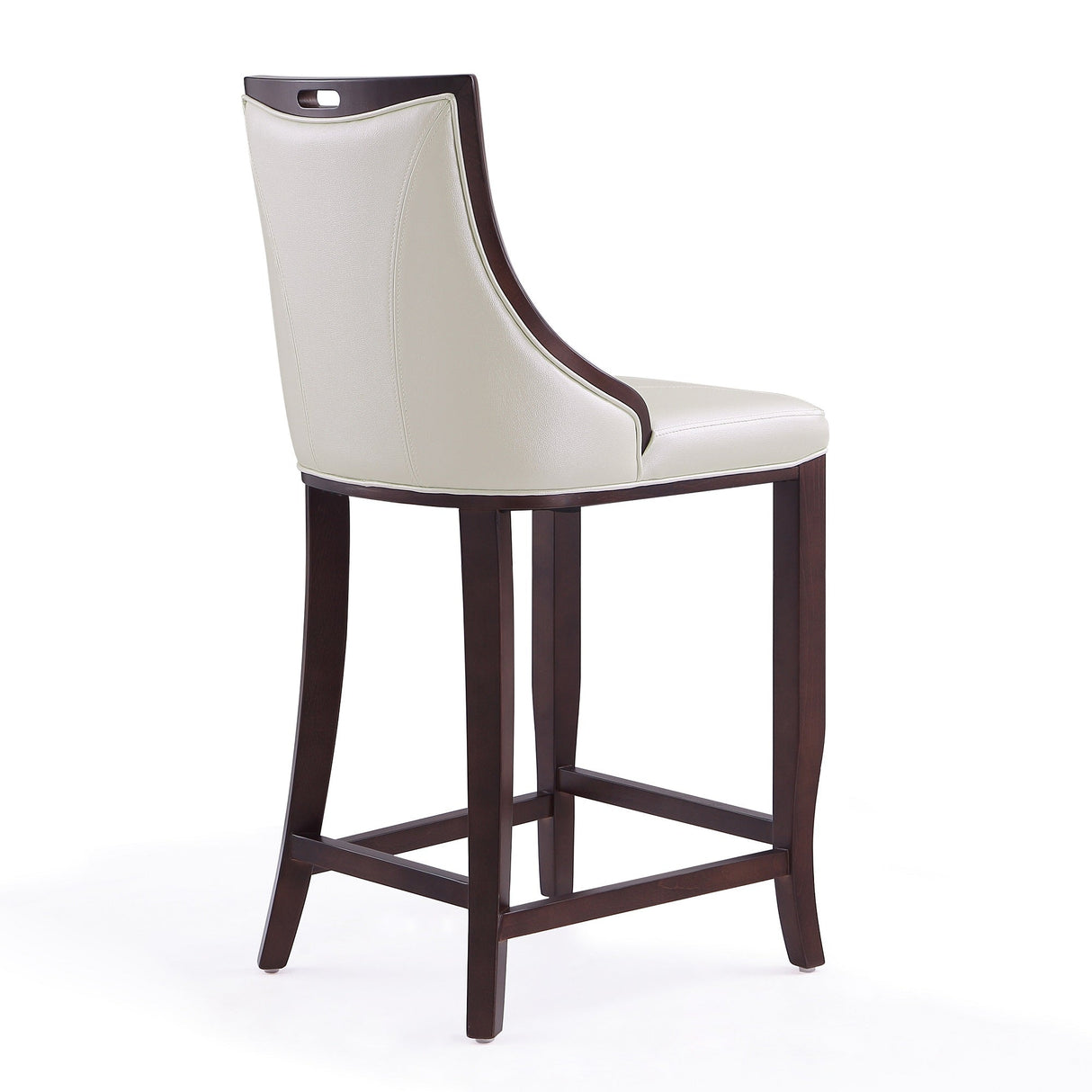 Emperor Bar Stool in Pearl White and Walnut (Set of 3) by Manhattan Comfort at Eve Furniture