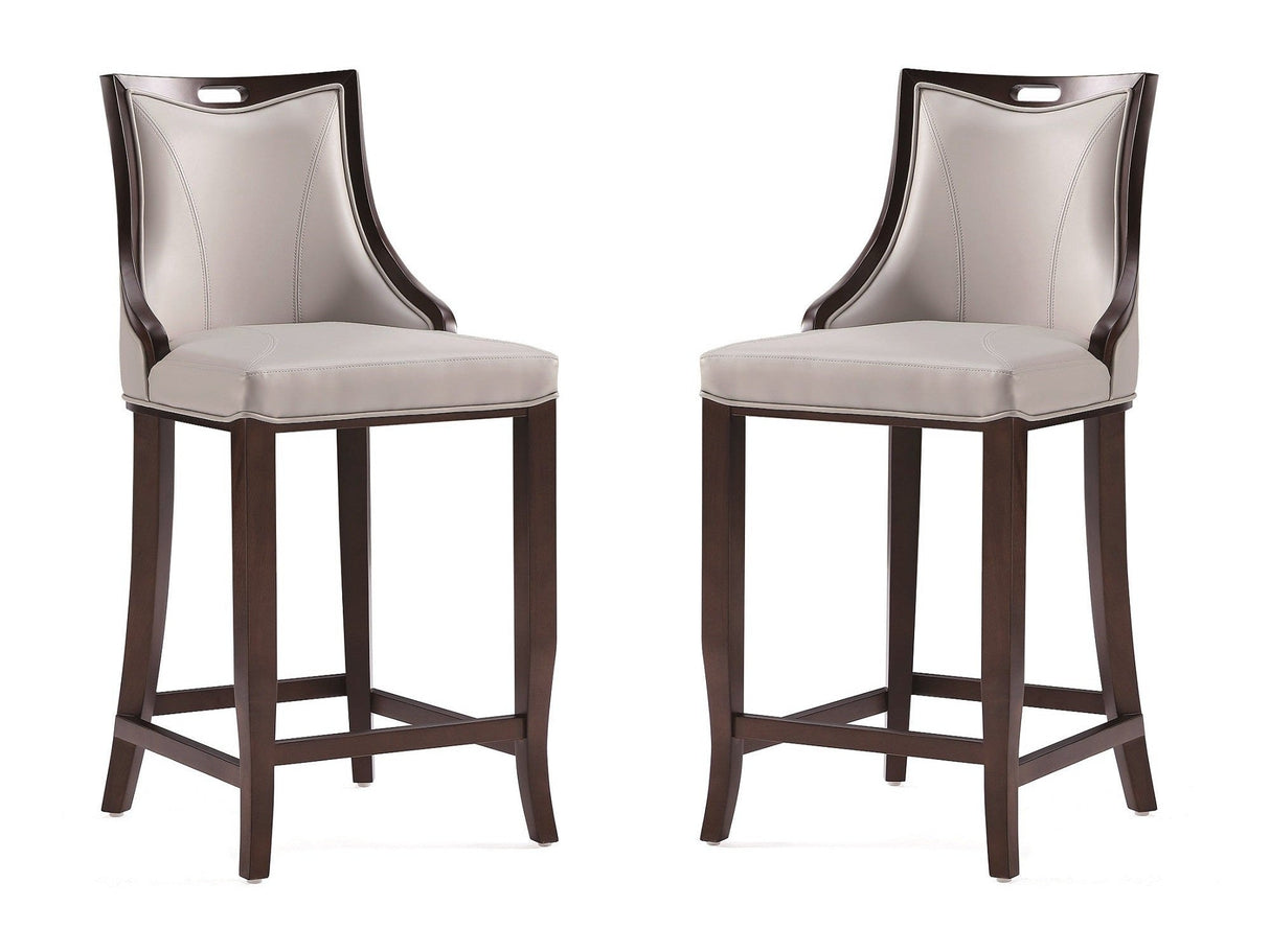 Emperor Faux Leather Barstool in Light Grey (set of 2) by Manhattan Comfort at Eve Furniture