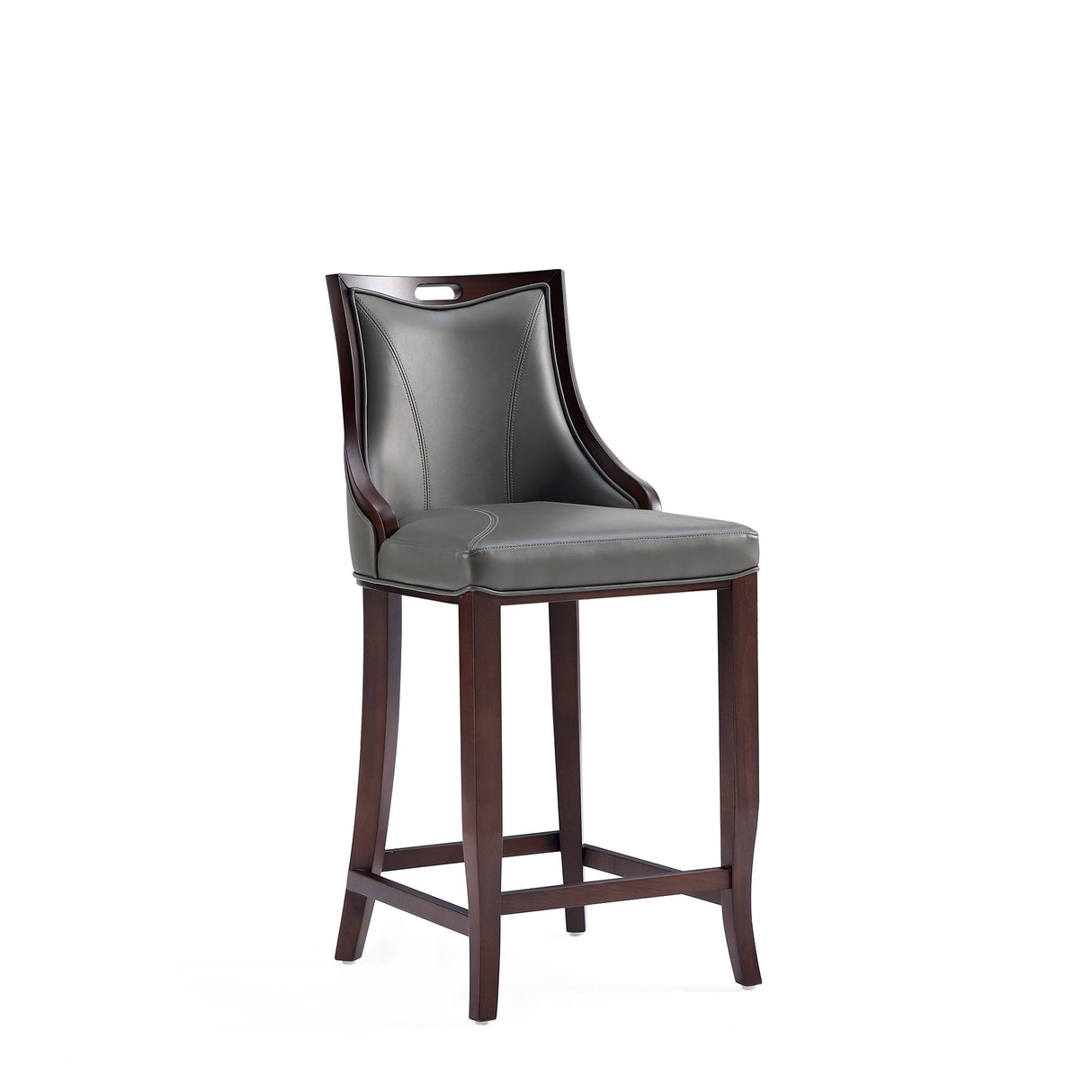 Emperor Faux Leather Barstool in Pebble Grey (set of 2) by Manhattan Comfort at Eve Furniture