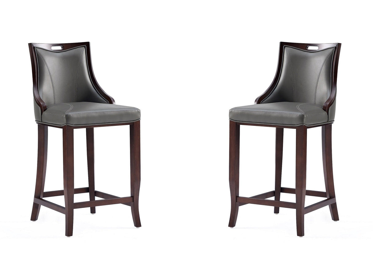 Emperor Faux Leather Barstool in Pebble Grey (set of 2) by Manhattan Comfort at Eve Furniture