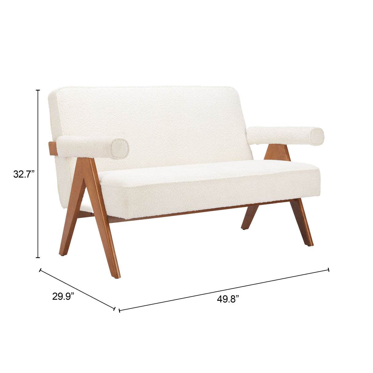Encanto Ivory Loveseat by Zuomod at Eve Furniture