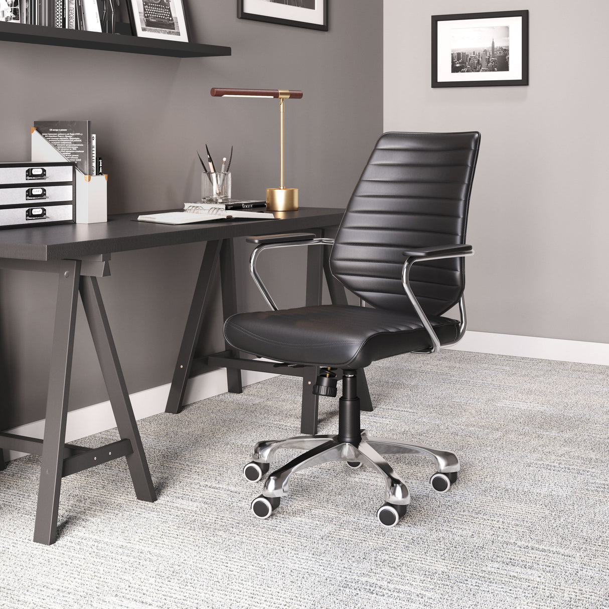 Enterprise Black Low Back Office Chair by Zuomod at Eve Furniture