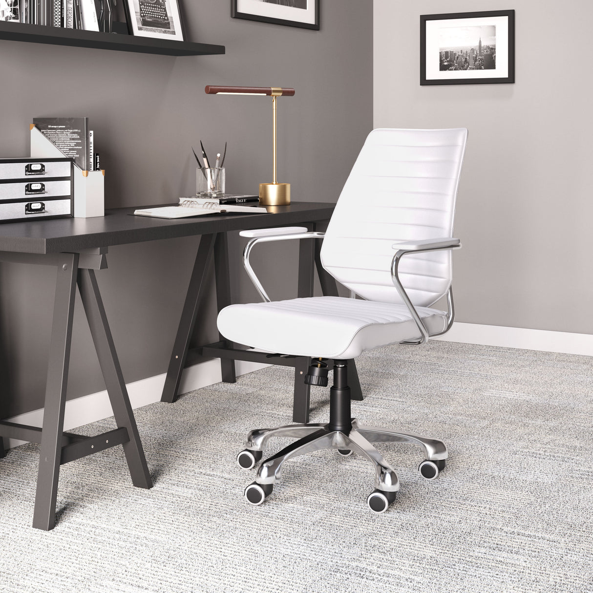 Enterprise White Low Back Office Chair by Zuomod at Eve Furniture