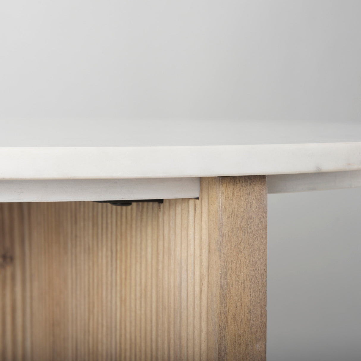 Enzo Marble Tabletop w/ Fluted Light Wood Base Foyer Accent Table by Mercana at Eve Furniture
