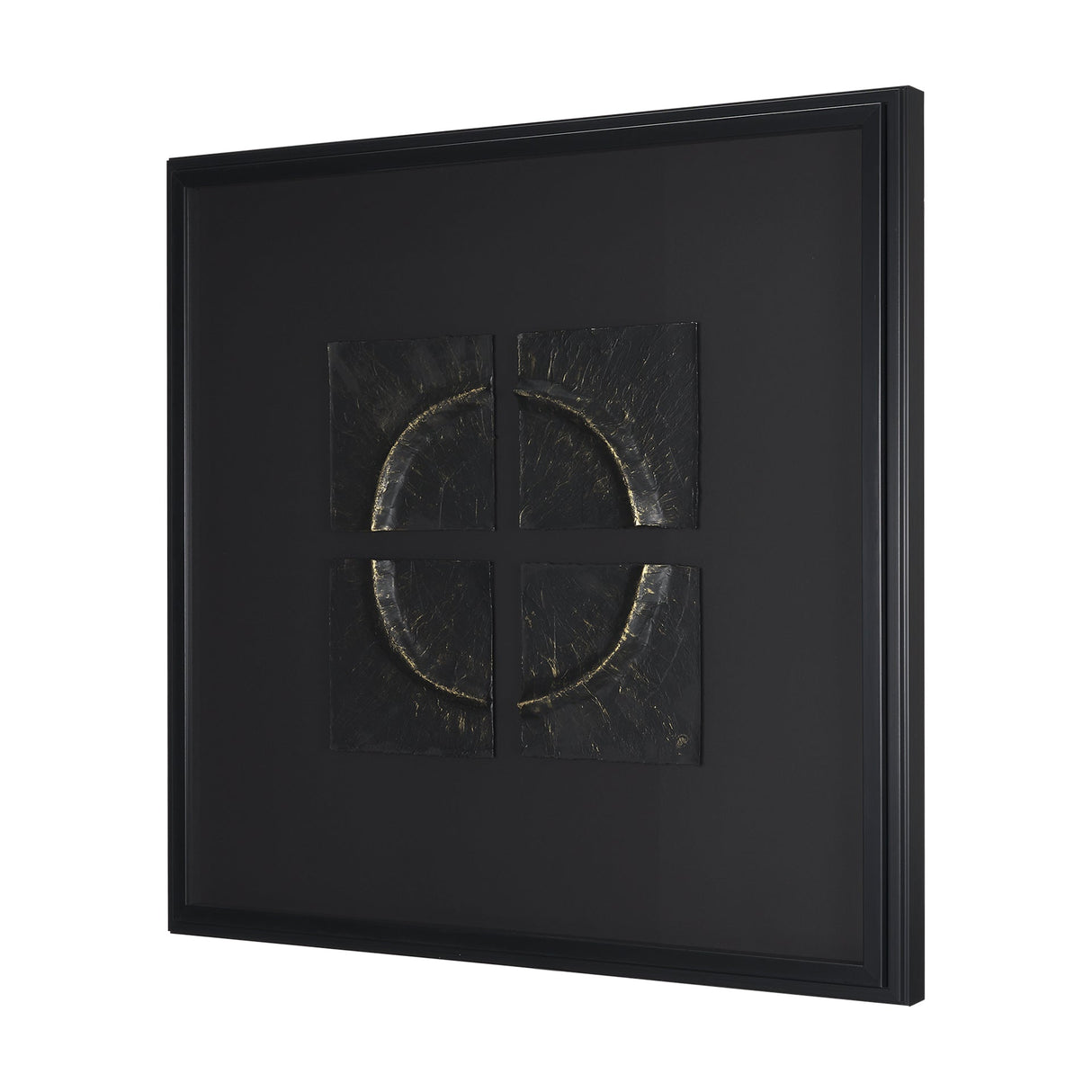 Equal Quadrants Black by Studio M a handmade Original Framed 3D Textured Artwork under Glass by Mercana at Eve Furniture