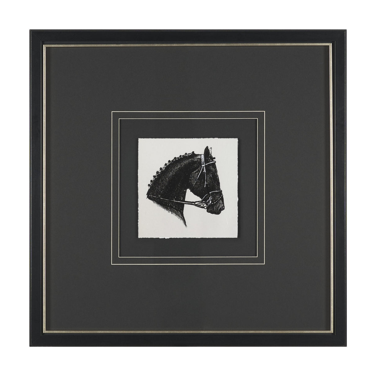 Equestrian Etching IV by Mercana Studio Hand-Embellished Textured Framed Artwork Matted under Glass by Mercana at Eve Furniture