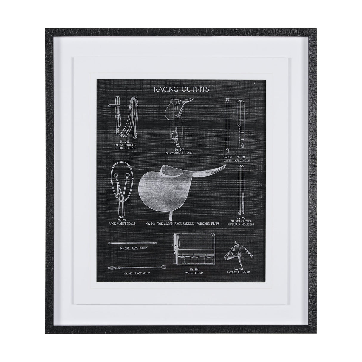 Equestrian Riding III BW by Mercana Studio Hand Embellished Framed Art Print Matted under Glass by Mercana at Eve Furniture