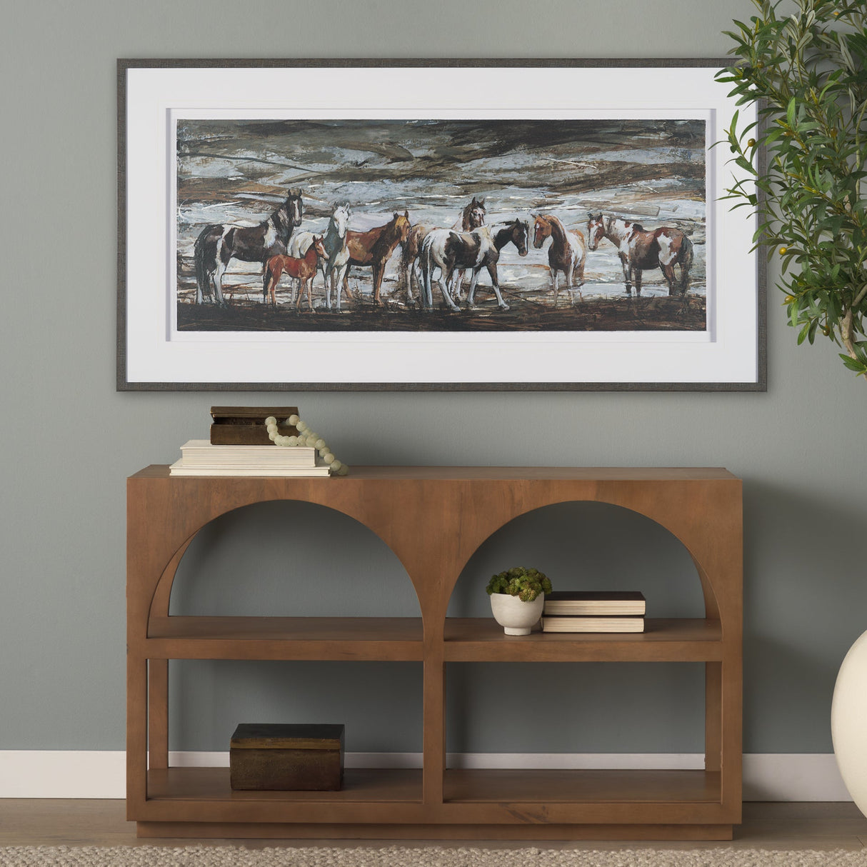 Equine Echoes III by Mercana Studio Hand Embelished Textured Framed Artwork Matted under Glass by Mercana at Eve Furniture