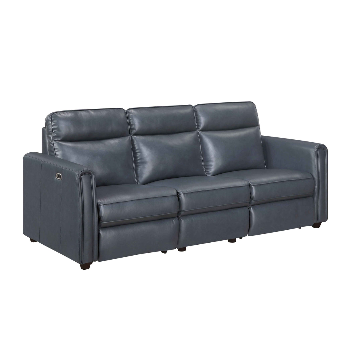 Equinox Navy Power Double Reclining Sofa with Rounded Track Arms