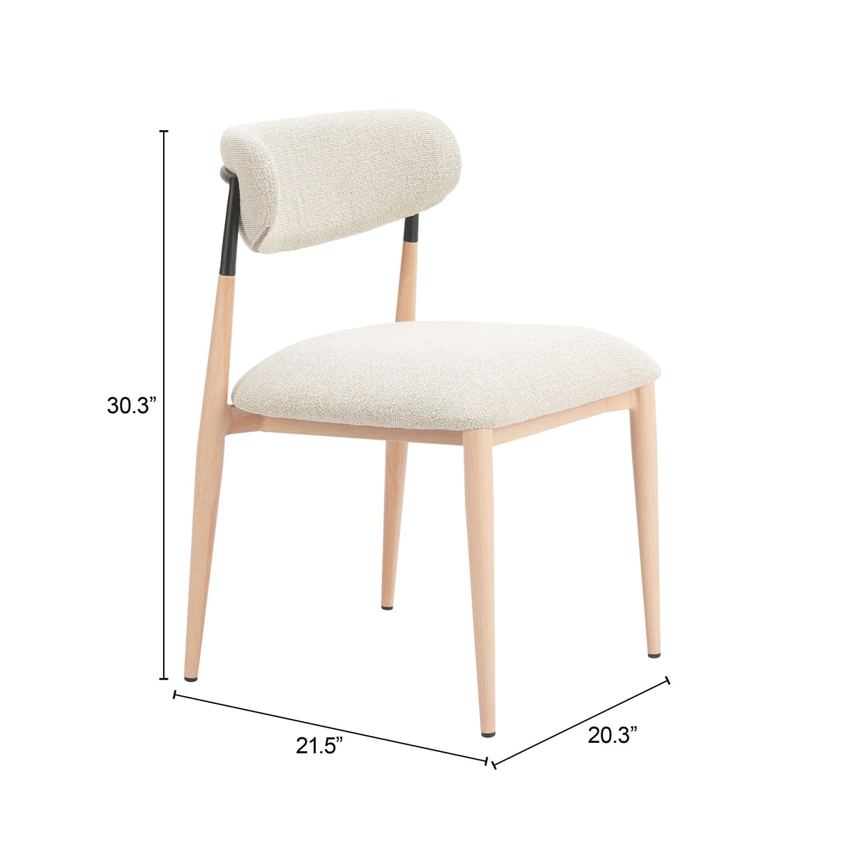 Equinox Oyster Gray & Natural Armless Dining Chair (Set of 2) by Zuomod at Eve Furniture