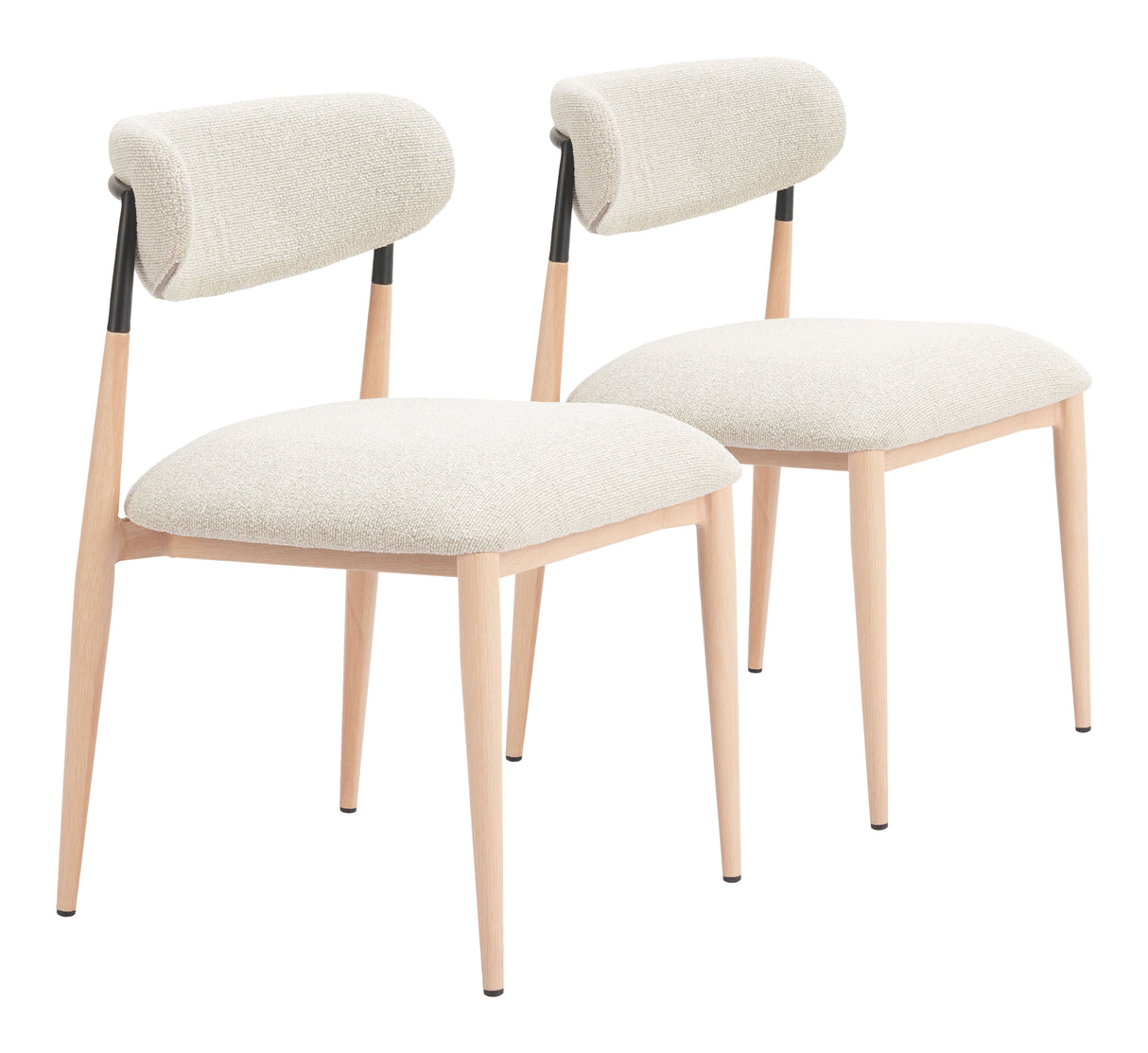 Equinox Oyster Gray & Natural Armless Dining Chair (Set of 2) by Zuomod at Eve Furniture