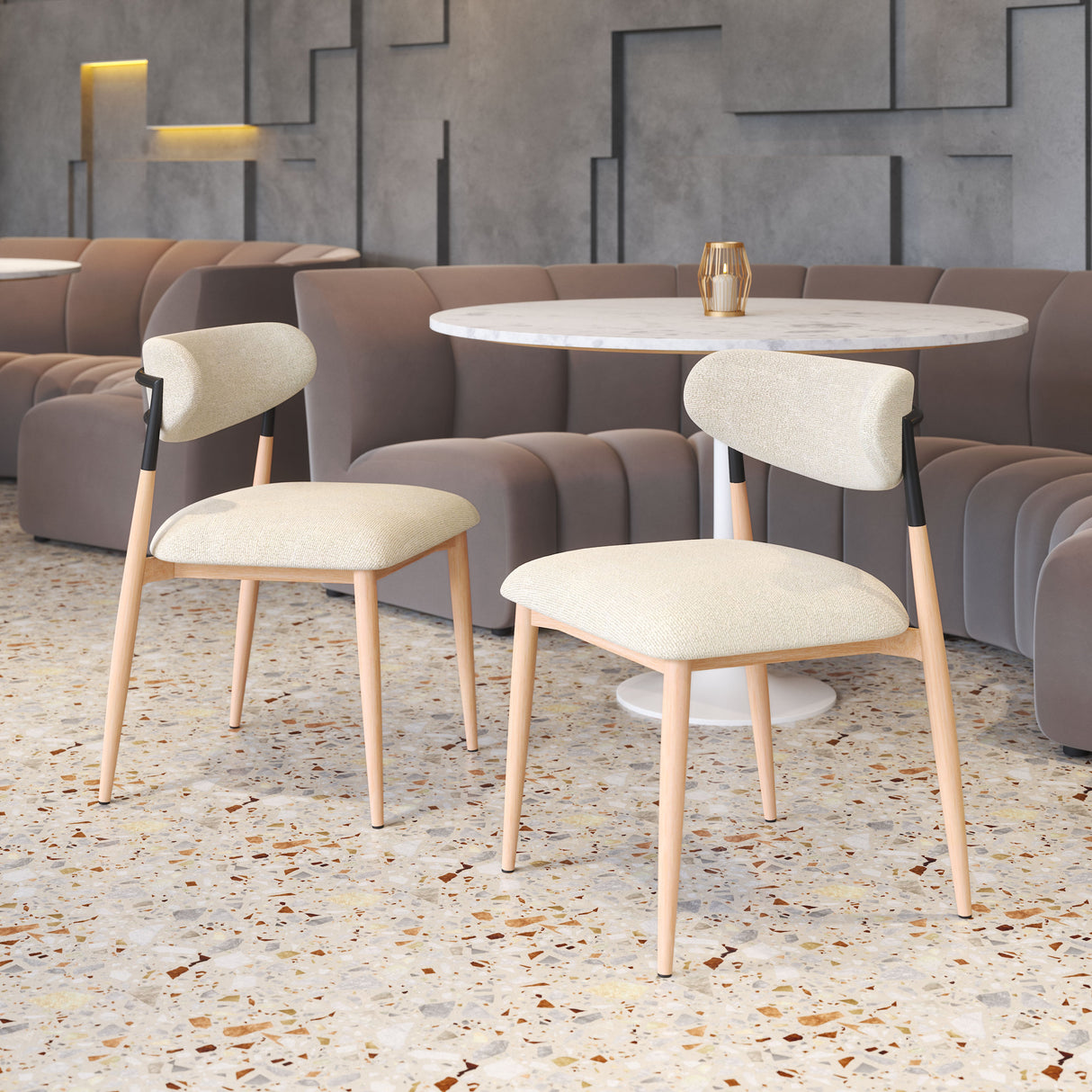 Equinox Oyster Gray & Natural Armless Dining Chair (Set of 2) by Zuomod at Eve Furniture