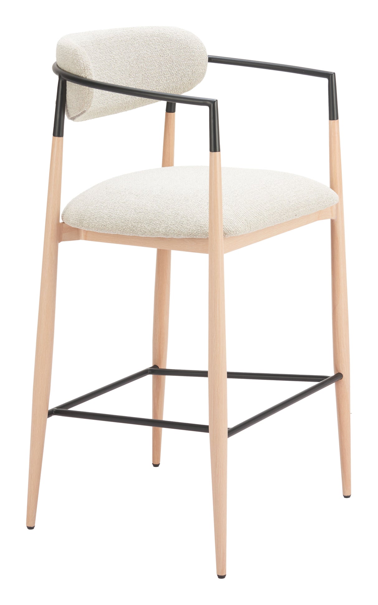 Equinox Oyster Gray & Natural Barstool by Zuomod at Eve Furniture