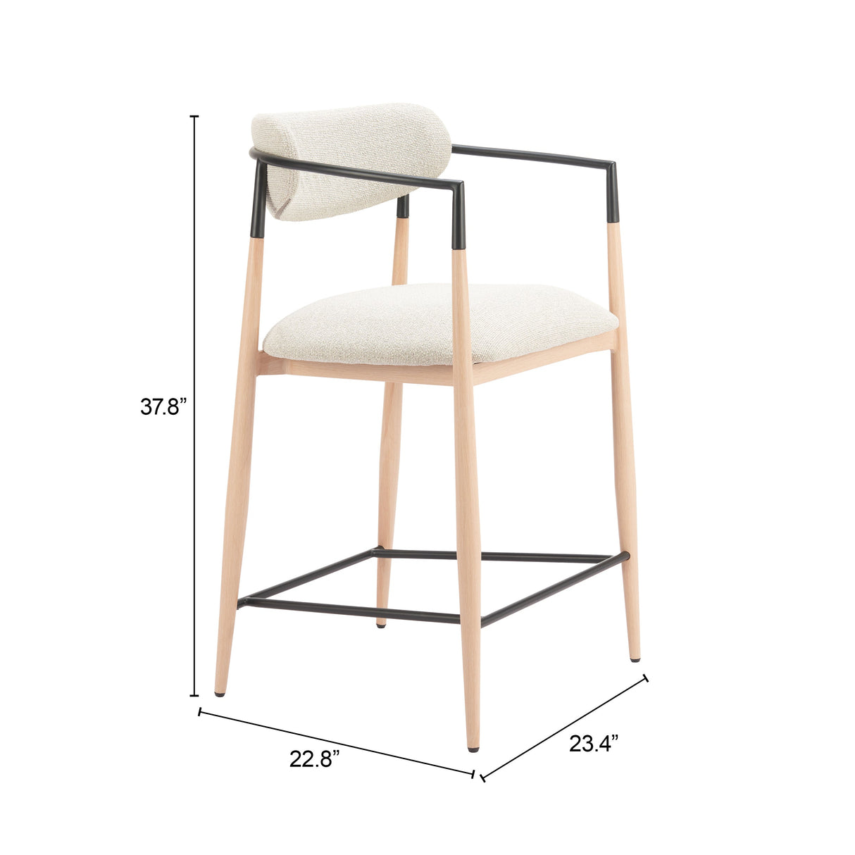 Equinox Oyster Gray & Natural Counter Stool by Zuomod at Eve Furniture