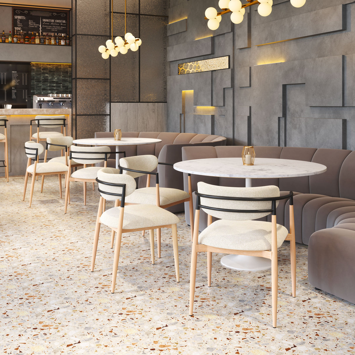 Equinox Oyster Gray & Natural Dining Chair by Zuomod at Eve Furniture