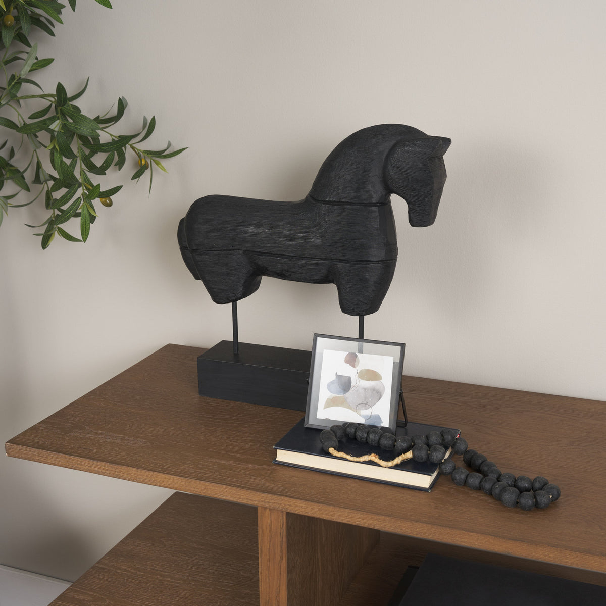 Equus Black Wooden Horse Decorative Object by Mercana at Eve Furniture