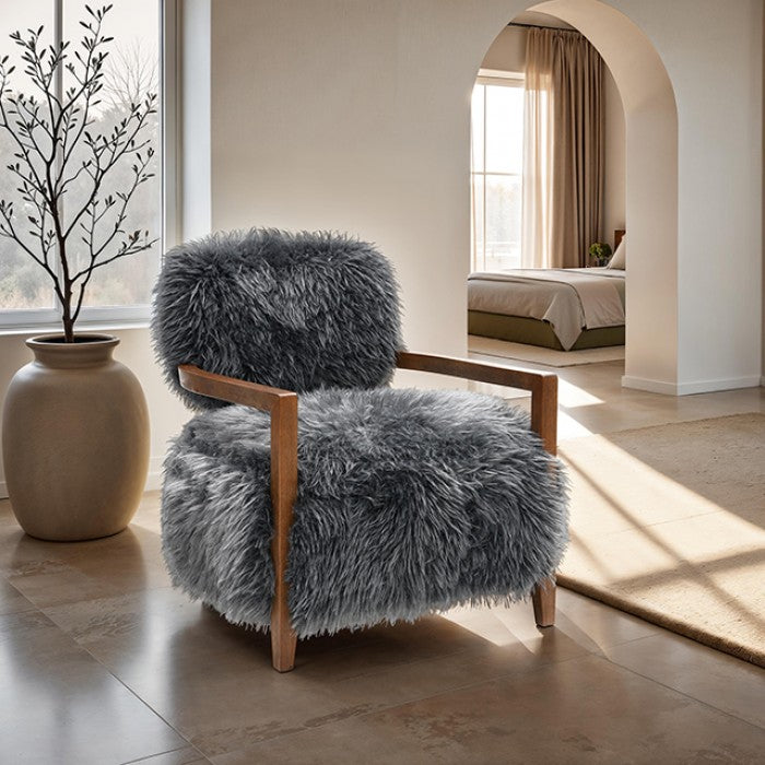 Eramo Charcoal Gray Accent Chair by Furniture of America at Eve Furniture
