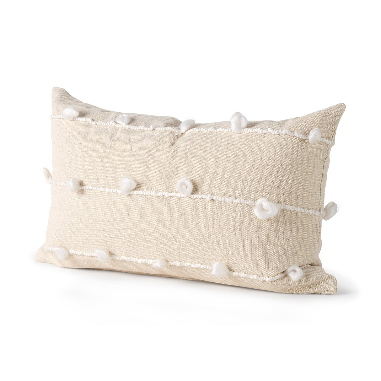 Erica Cream With White Detail Pillow Cover w/Down Filler, Set of 2 by Mercana at Eve Furniture