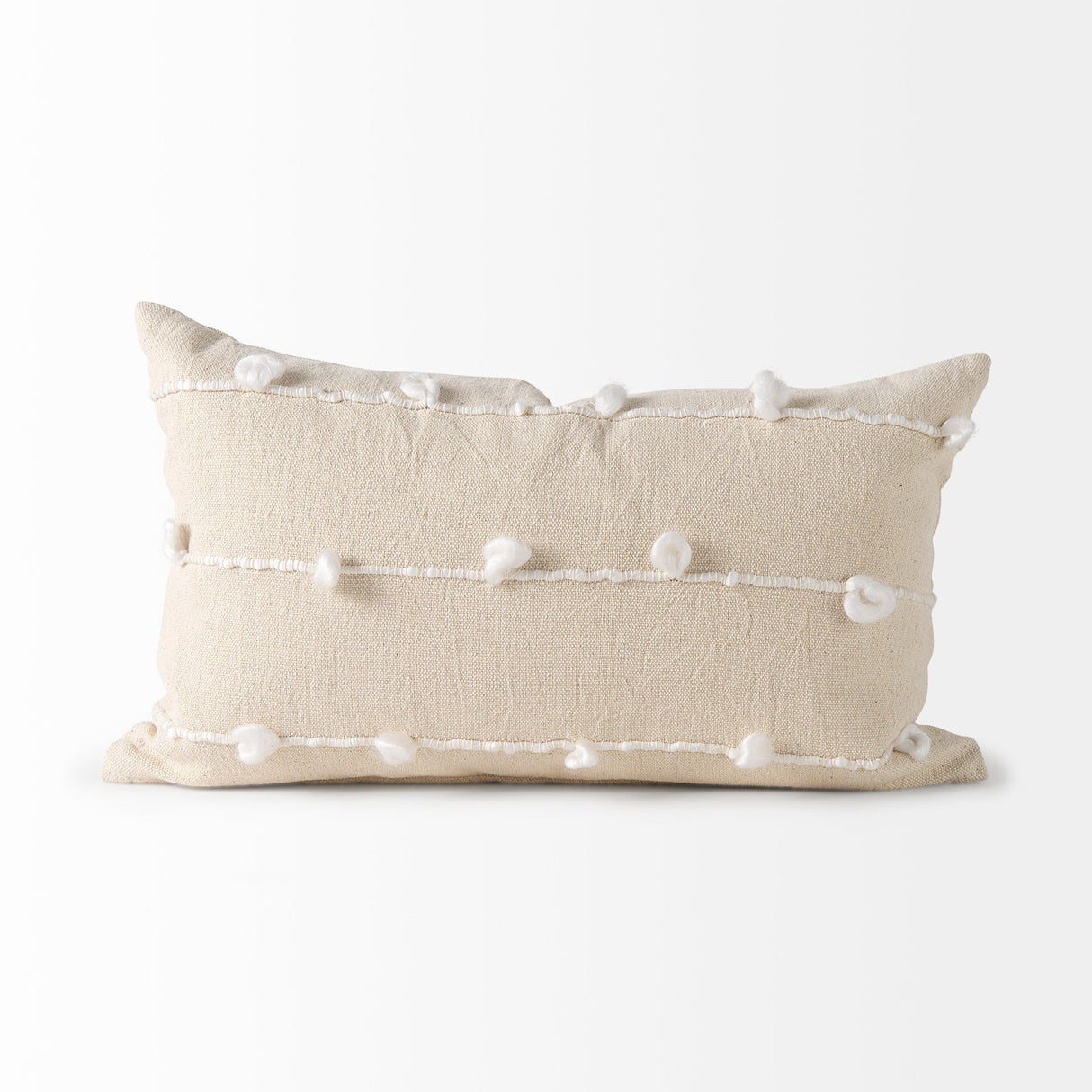 Erica Cream With White Detail Pillow Cover w/Non-Allergen Filler, Set of 2 by Mercana at Eve Furniture