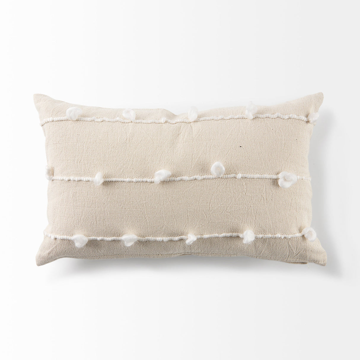 Erica Cream With White Detail Pillow Cover w/Non-Allergen Filler, Set of 2 by Mercana at Eve Furniture