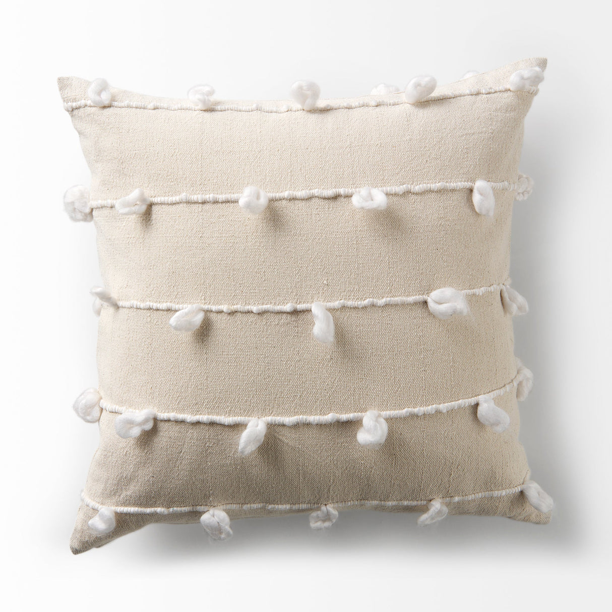 Erica Cream With White Detail Pillow Cover w/Non-Allergen Filler, Set of 2 by Mercana at Eve Furniture