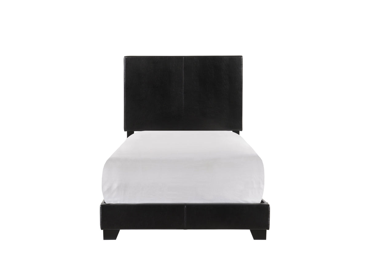 Erin Black PU Leather Twin Upholstered Bed by Crown Mark at Eve Furniture