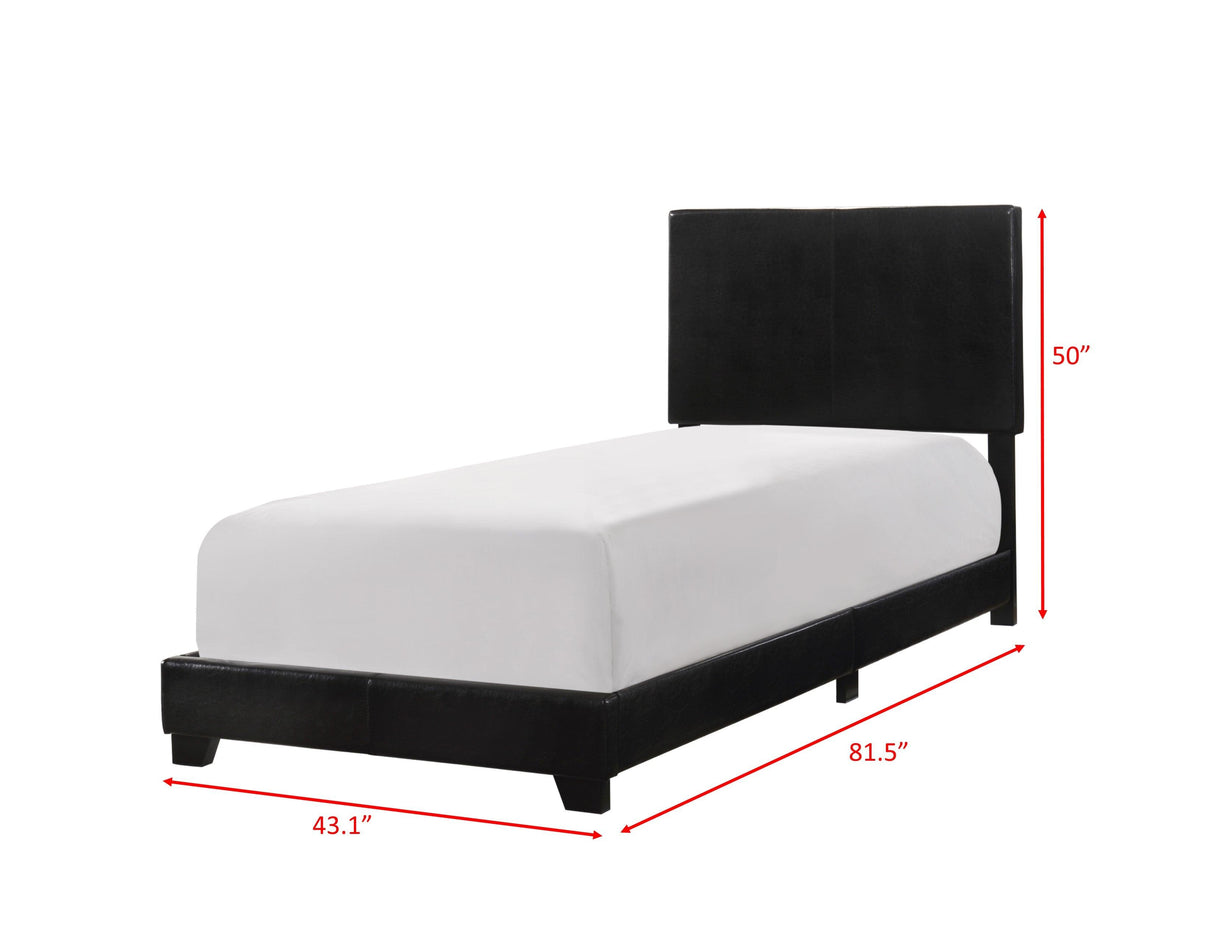 Erin Black PU Leather Twin Upholstered Bed by Crown Mark at Eve Furniture