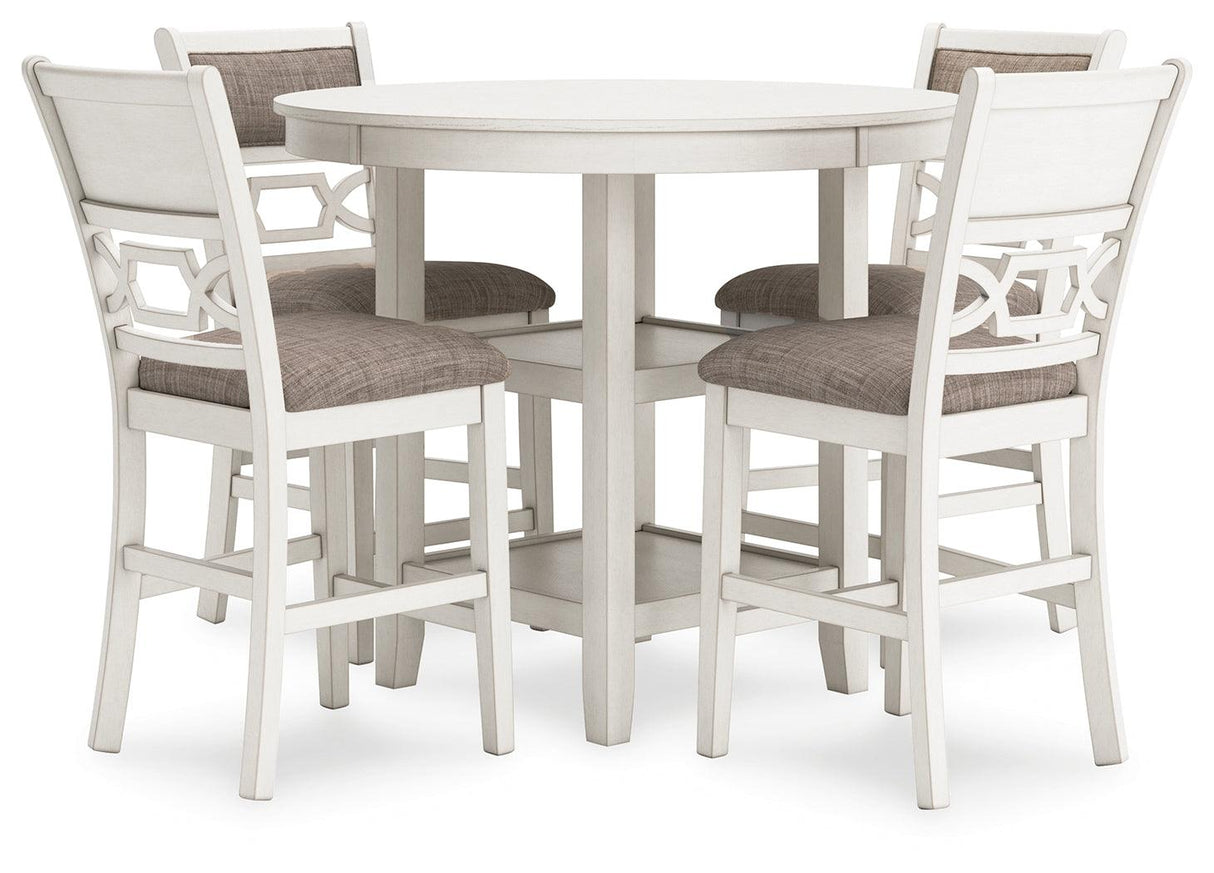 Erinberg Antique White Counter Height Dining Table and 4 Barstools by Ashley at Eve Furniture