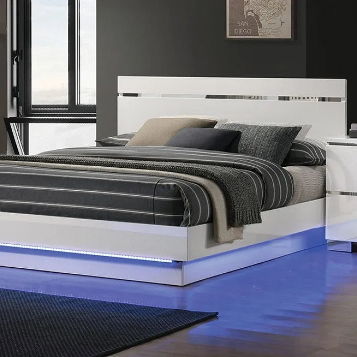 Erlach White/Chrome 4-Piece Queen Bedroom Set by Furniture of America at Eve Furniture