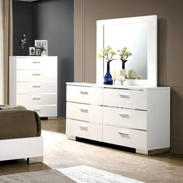 Erlach White/Chrome 4-Piece Queen Bedroom Set by Furniture of America at Eve Furniture