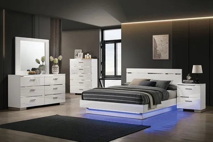 Erlach White/Chrome 4-Piece Queen Bedroom Set by Furniture of America at Eve Furniture