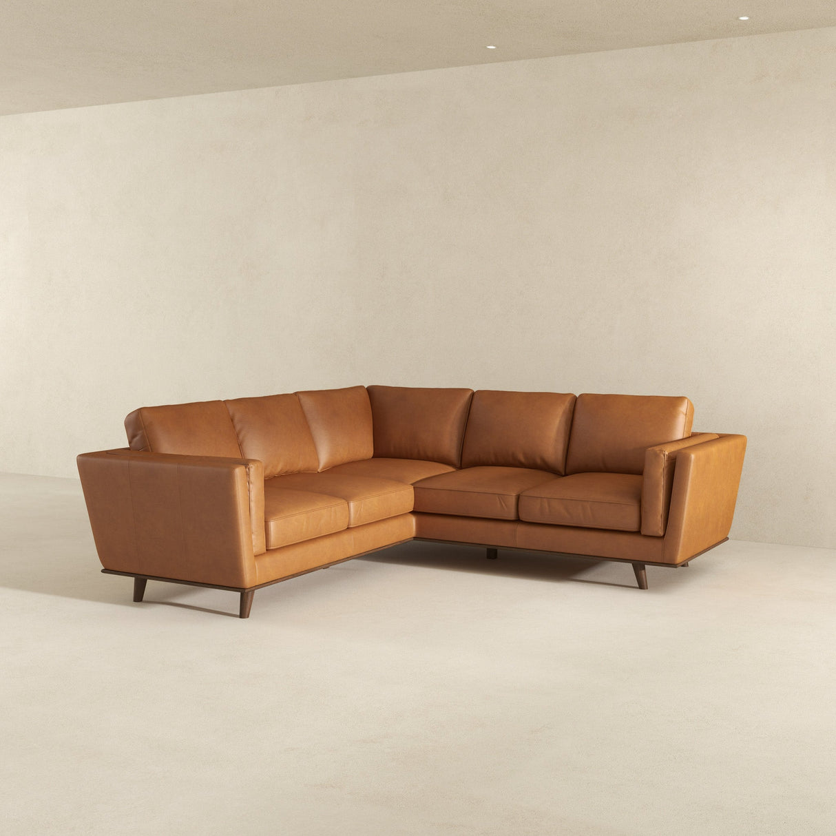 Erman Genuine Tan Leather Corner Sectional Sofa by Ashcroft Furniture at Eve Furniture