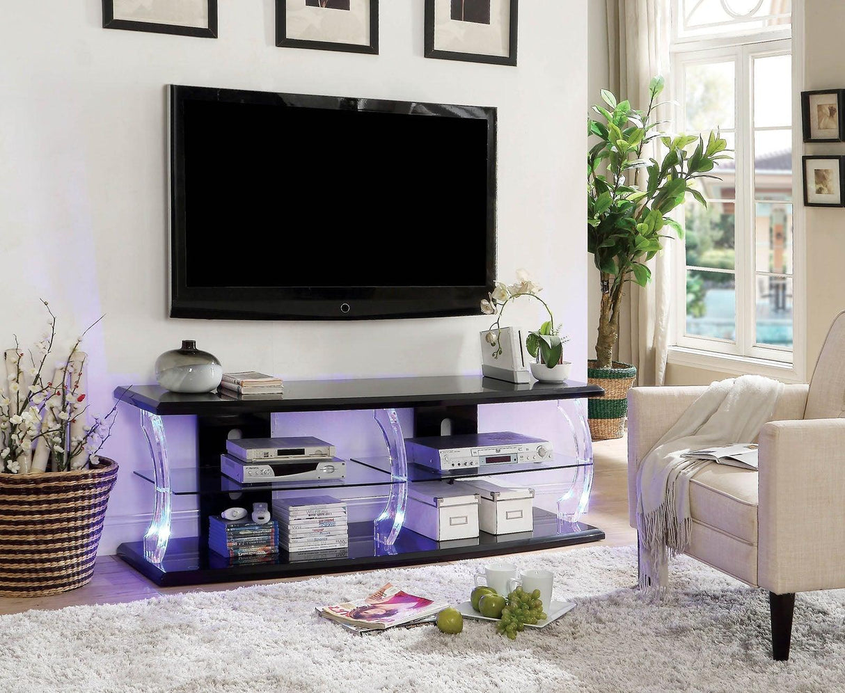 Ernst Black/Clear 60" TV Stand by Furniture of America at Eve Furniture