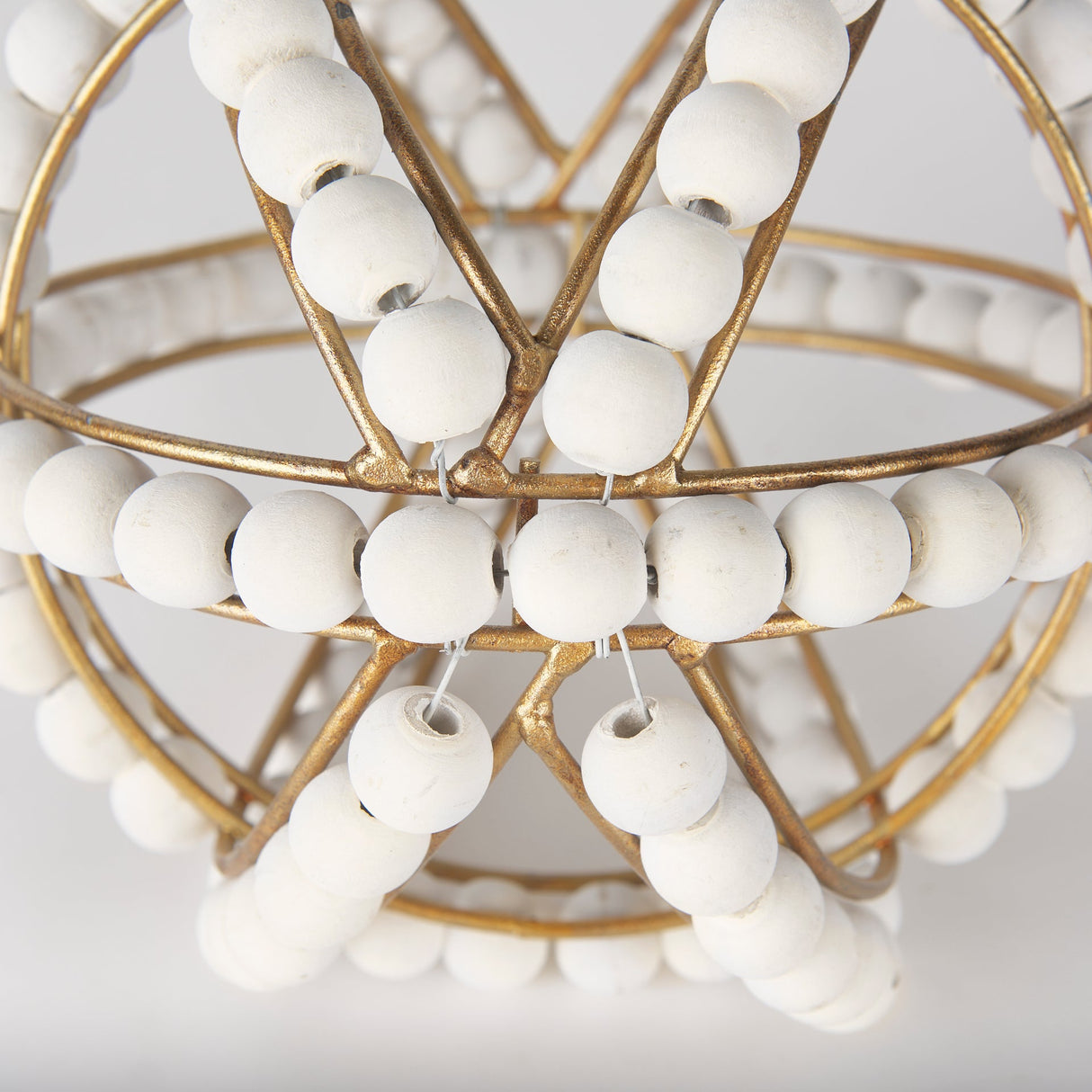 Espanlade I Small 9L x 9W White Wooden Beaded Orb by Mercana at Eve Furniture