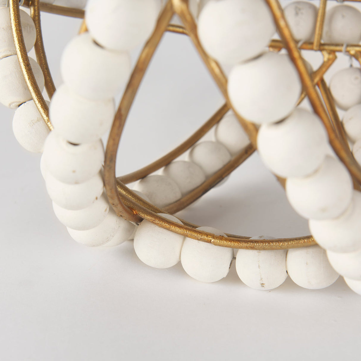 Espanlade I Small 9L x 9W White Wooden Beaded Orb by Mercana at Eve Furniture