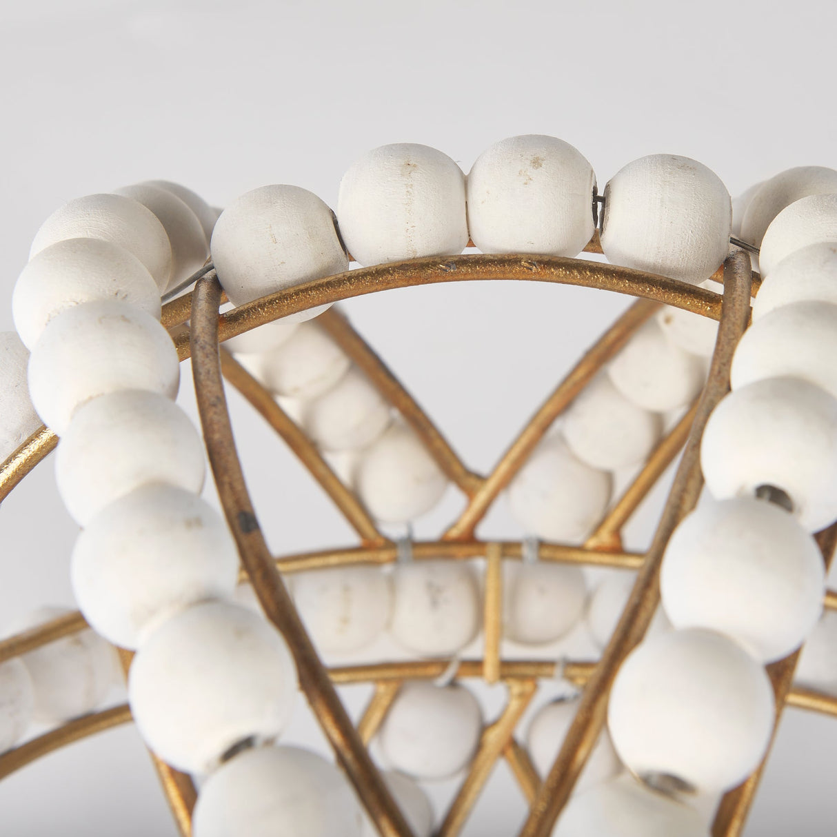 Espanlade I Small White Wooden Beaded Orb by Mercana at Eve Furniture