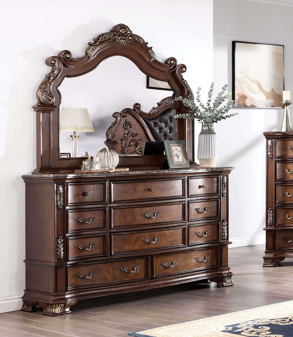 Esparanza Brown Cherry 5-Piece Queen Bedroom Set by Furniture of America at Eve Furniture