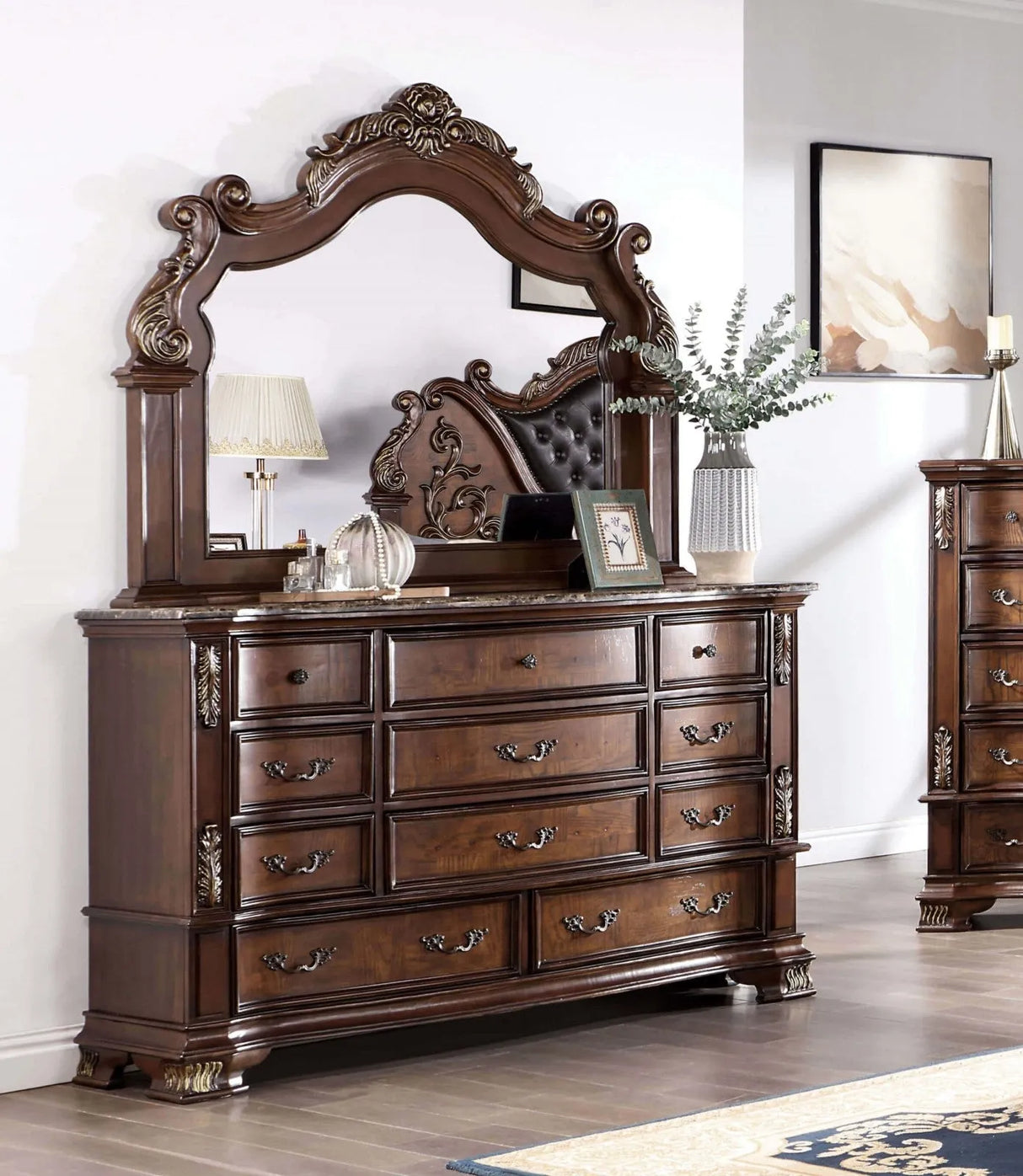Esparanza Brown Cherry 4-Piece Queen Bedroom Set by Furniture of America at Eve Furniture