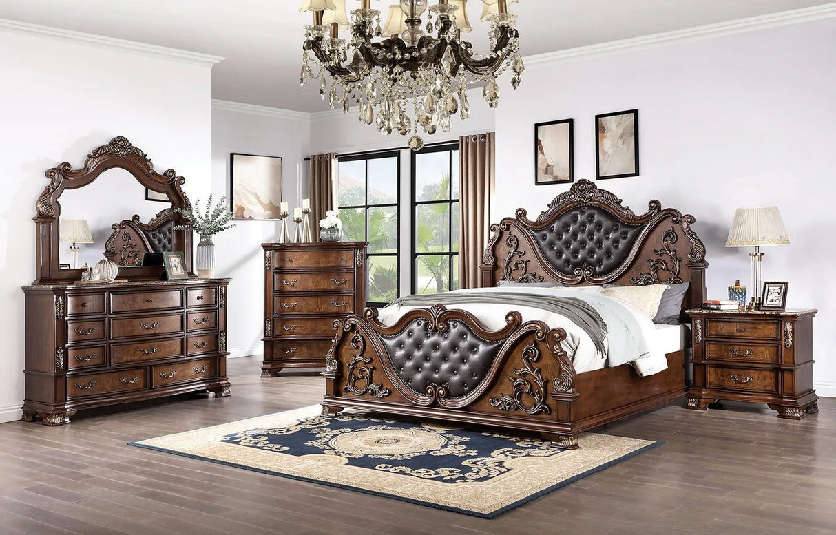 Esparanza Brown Cherry King Bed by Furniture of America at Eve Furniture