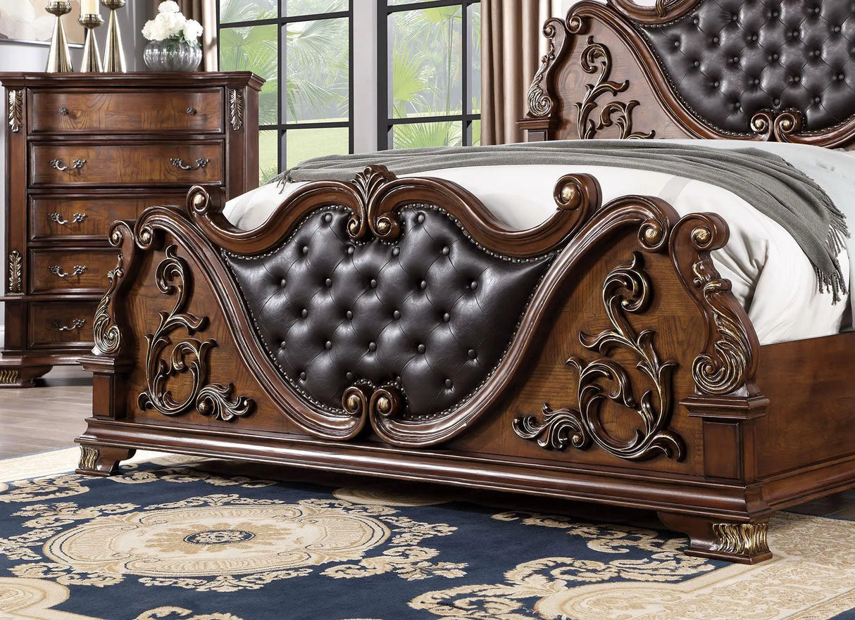 Esparanza Brown Cherry Queen Bed by Furniture of America at Eve Furniture