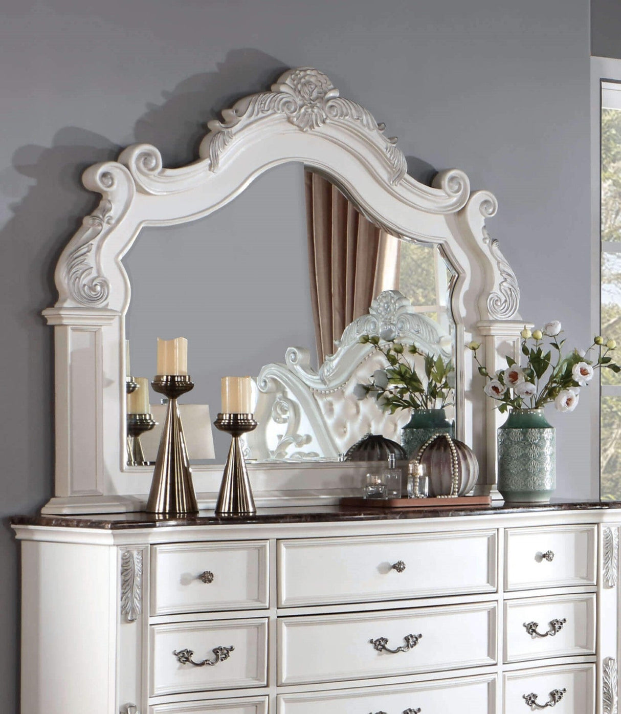 Esparanza Pearl White 5-Piece Queen Bedroom Set by Furniture of America at Eve Furniture