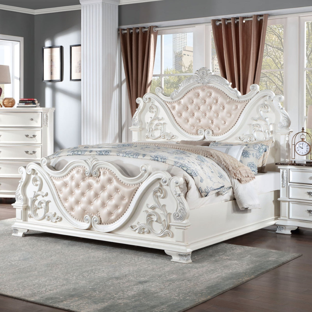 Esparanza Pearl White 5-Piece Queen Bedroom Set by Furniture of America at Eve Furniture