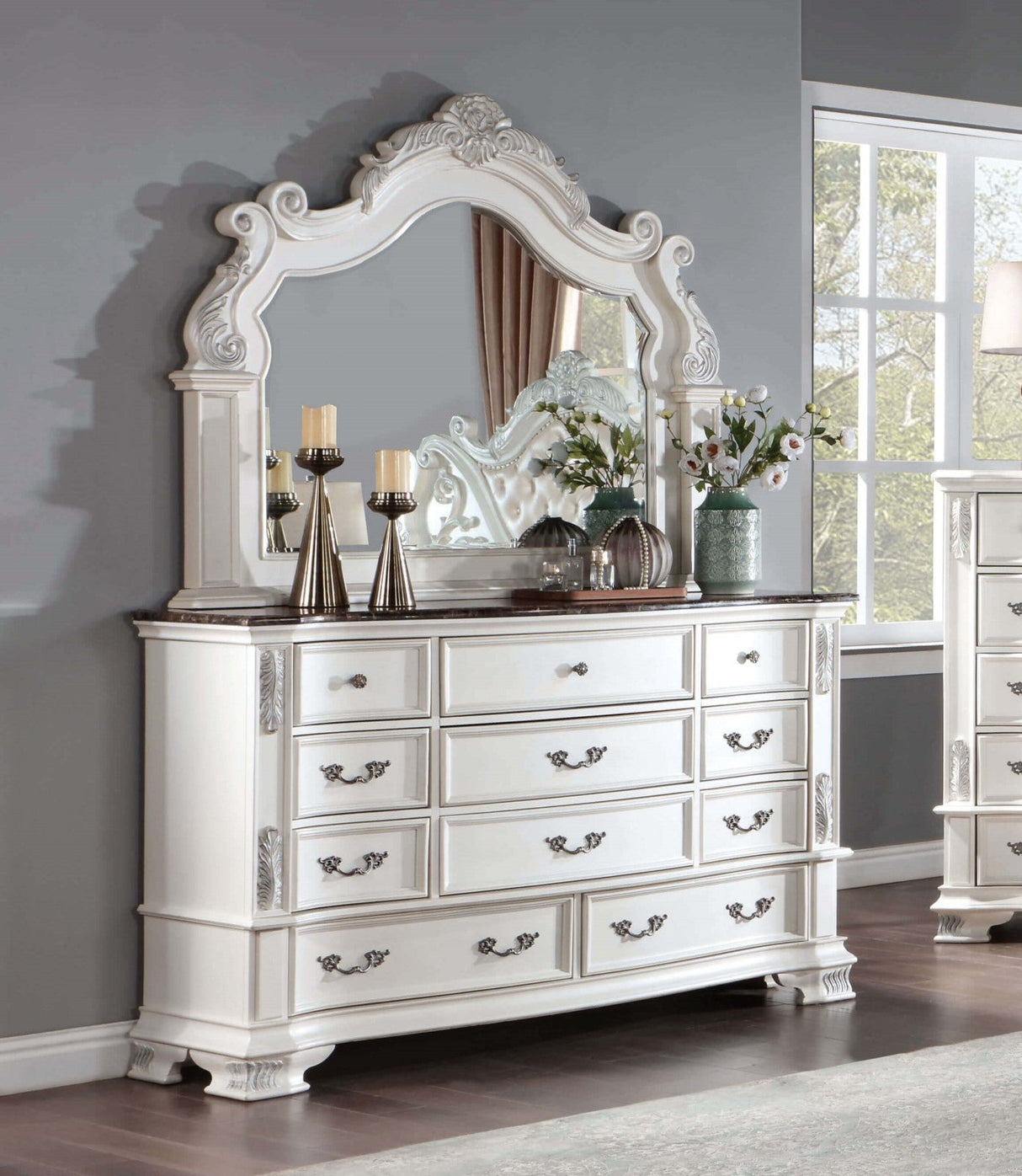 Esparanza Pearl White 5-Piece Queen Bedroom Set by Furniture of America at Eve Furniture
