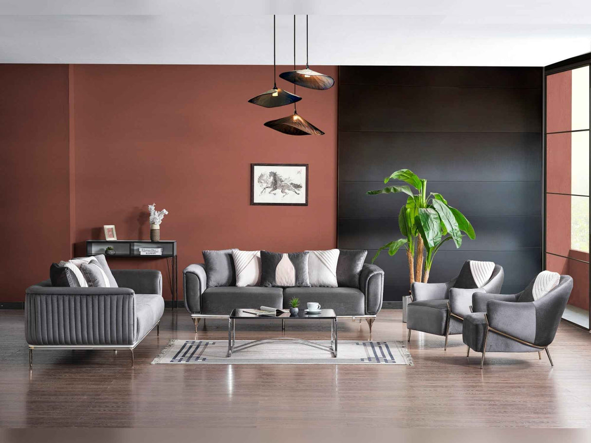 Esperanza Dark Gray 3-Piece Living Room Set (Sofa & Loveseat & Chair)