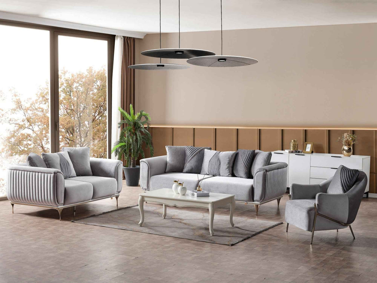 Esperanza Light Gray 4-Piece Living Room Set (2 Sofa & 2 Chair)