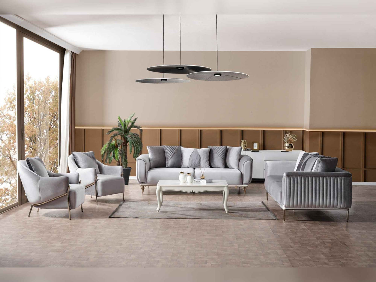Esperanza Light Gray 4-Piece Living Room Set (2 Sofa & 2 Chair)