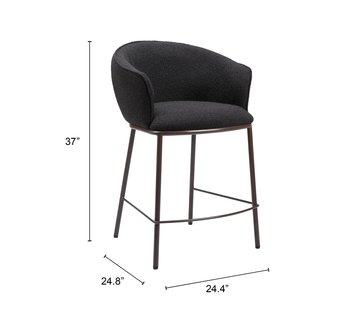 Essen Black & Bronze Counter Stool by Zuomod at Eve Furniture